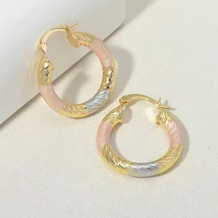 3 colour tone hoop earrings