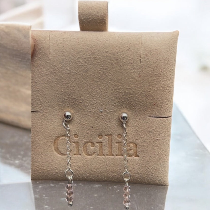 Rose quartz candle drop stud earrings