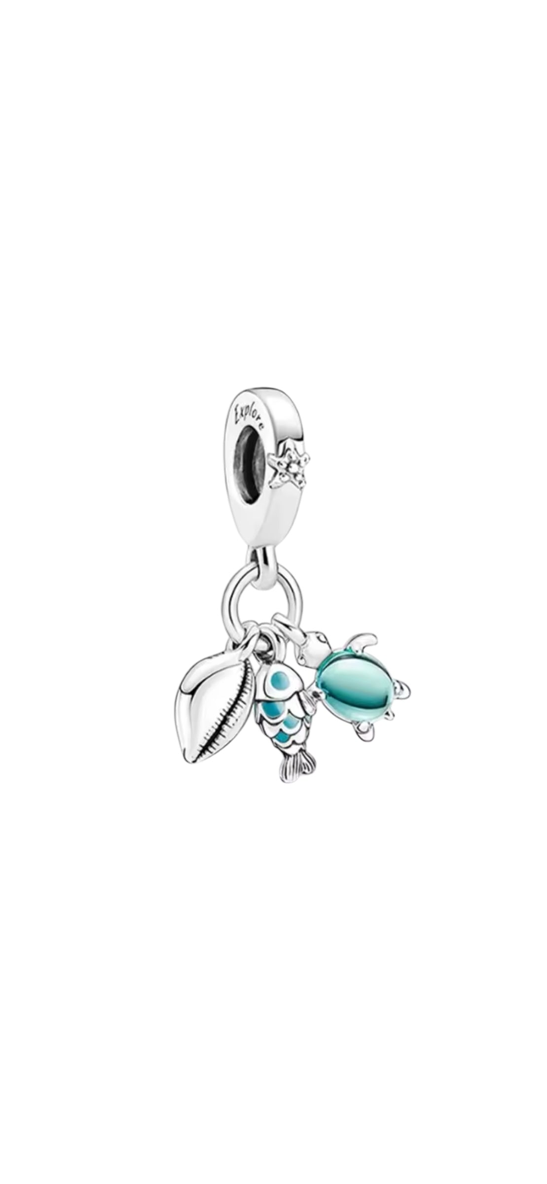 Shell, fish & turtle 925 charm
