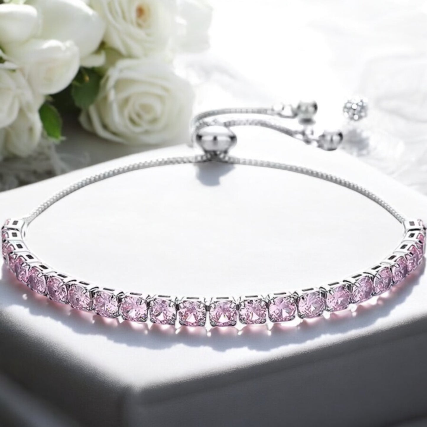 Pink gem adjustable bracelet