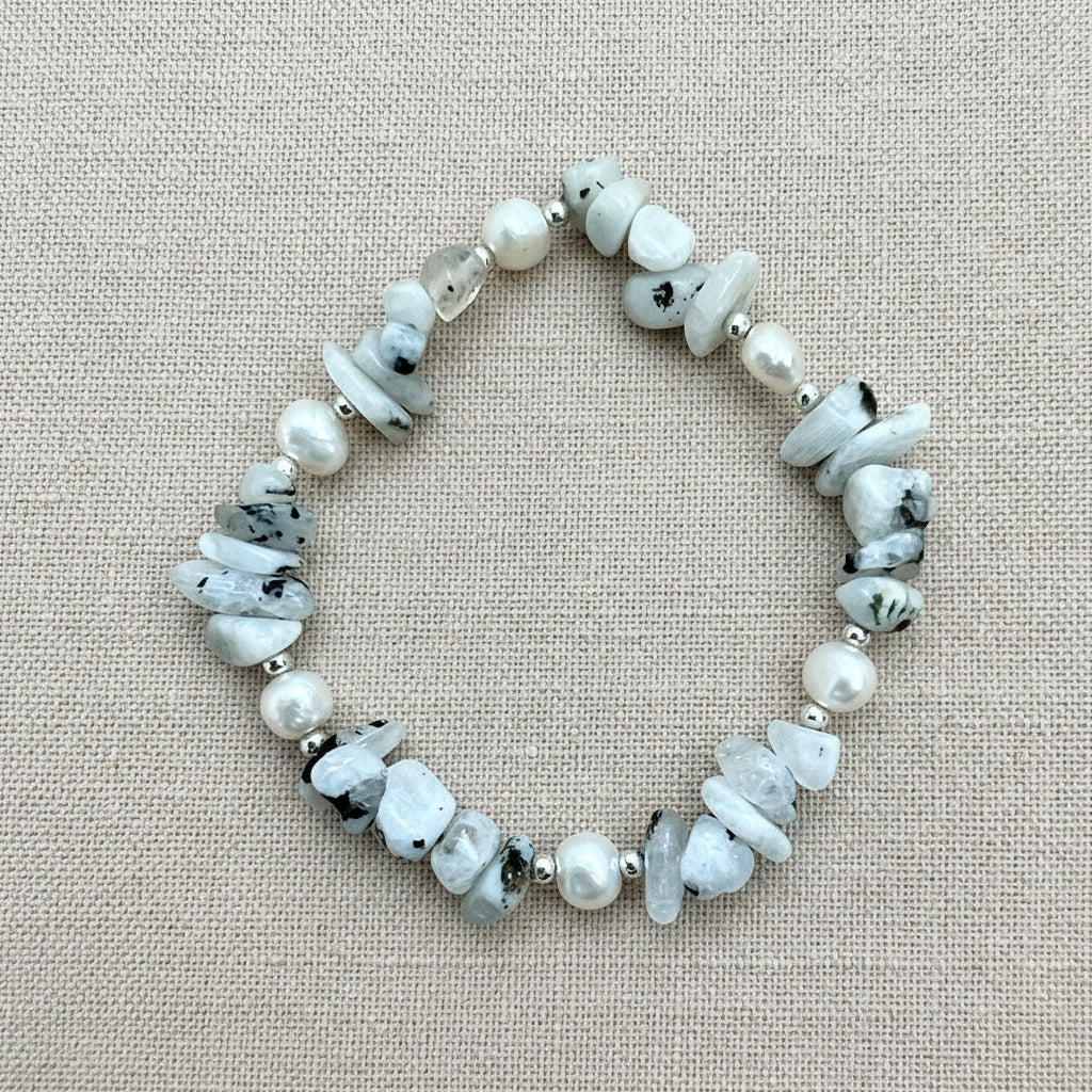 Moonstone & fresh water pearl bracelet