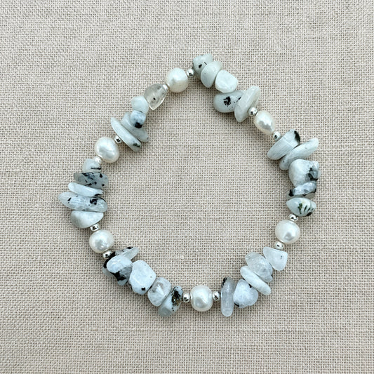 Moonstone & fresh water pearl bracelet