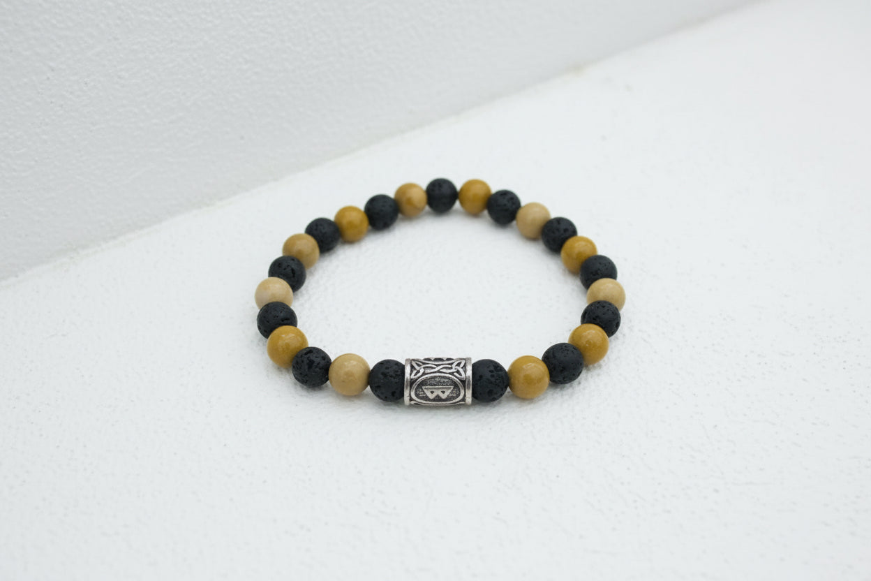 Lava rock & mookaite beaded bracelet
