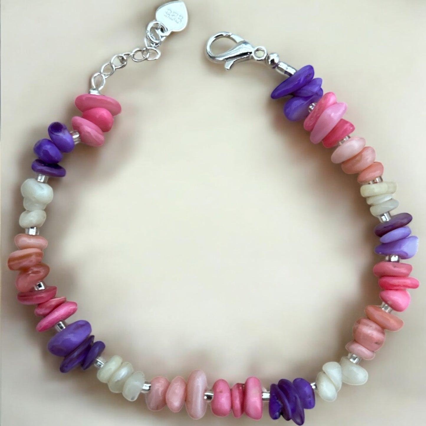 Rainbow mother of pearl chip bracelet