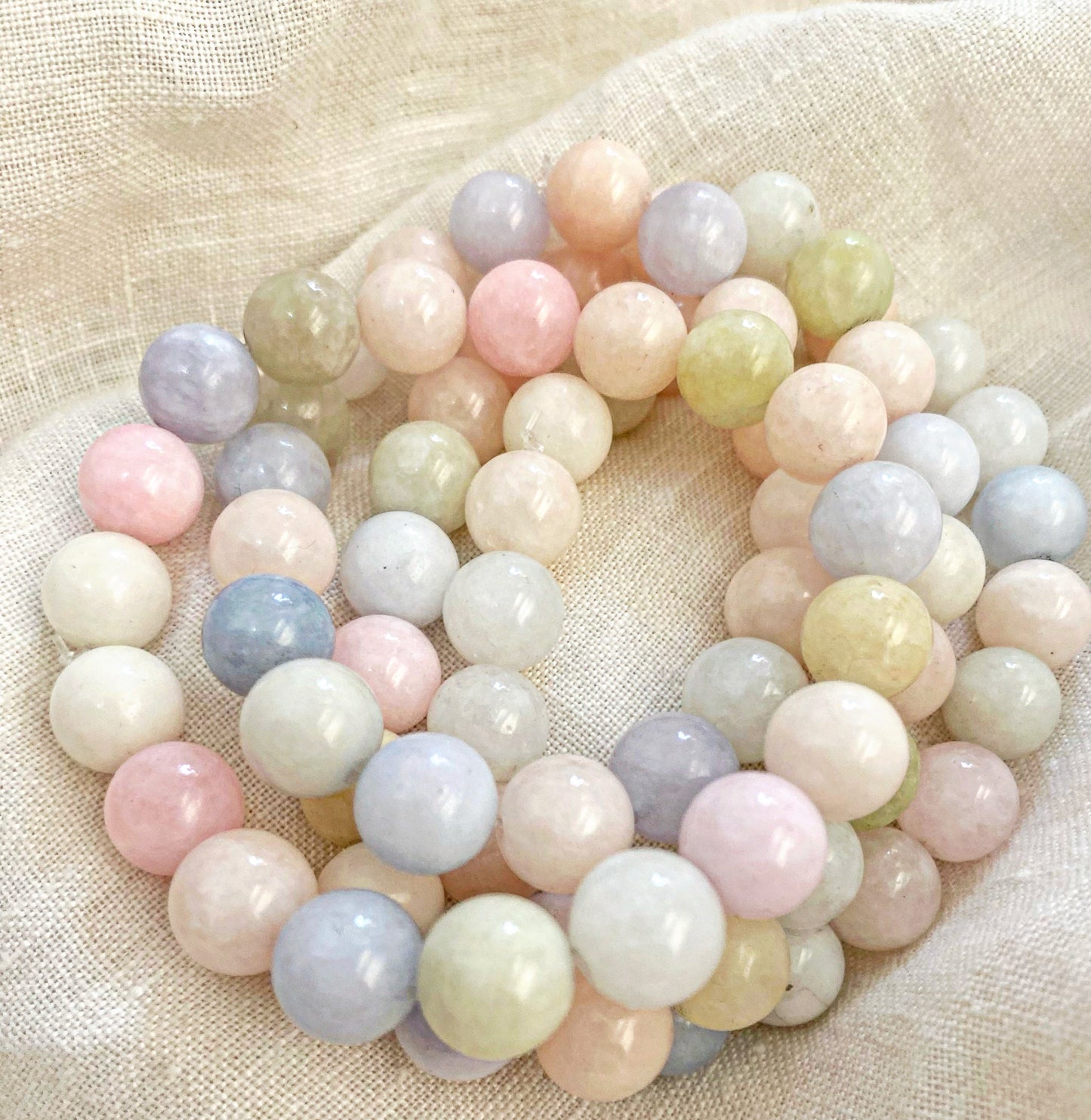 Morganite 10mm beaded bracelet