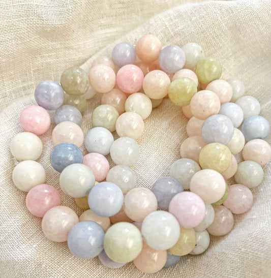Morganite 10mm beaded bracelet
