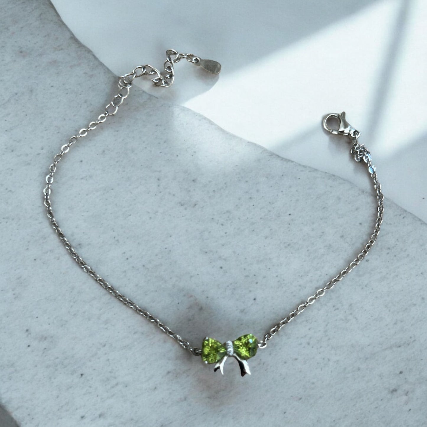 Peridot bow bracelet