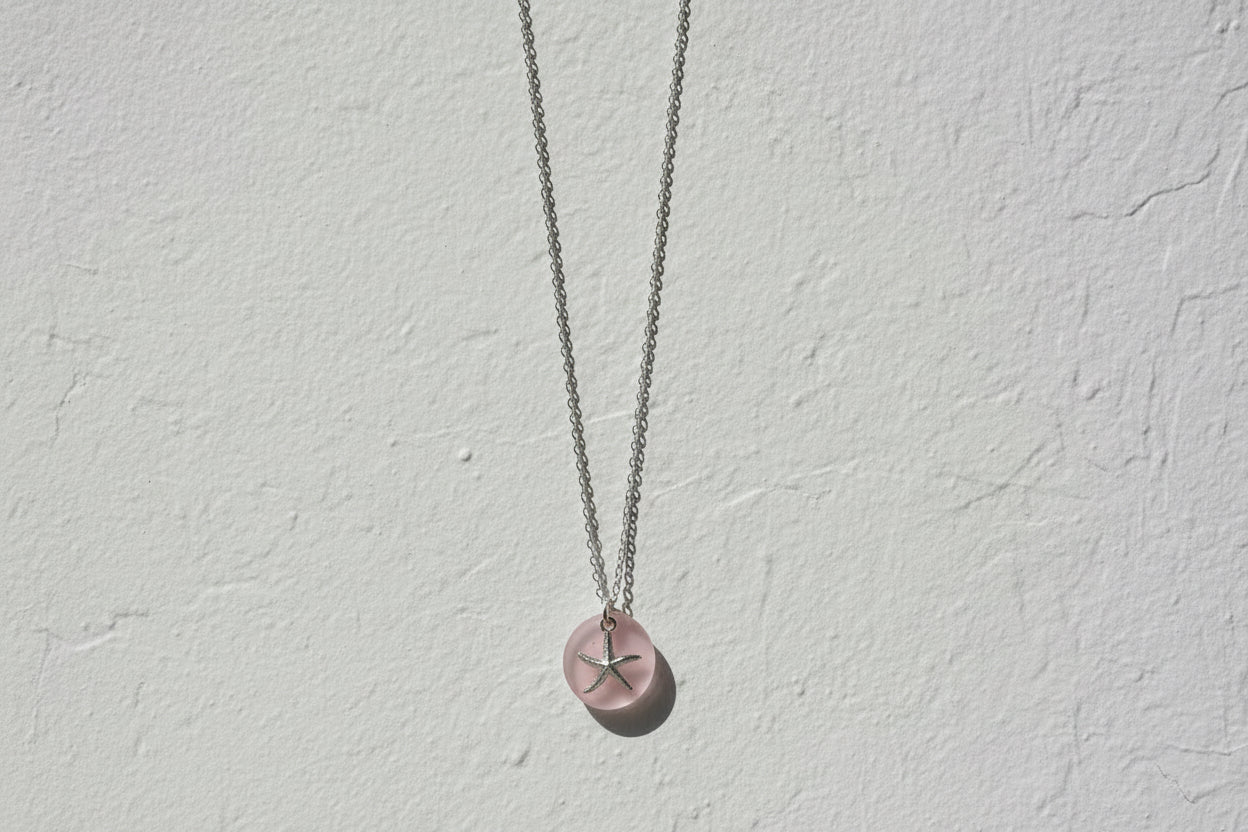 Pink seaglass (starfish) Sterling silver necklace