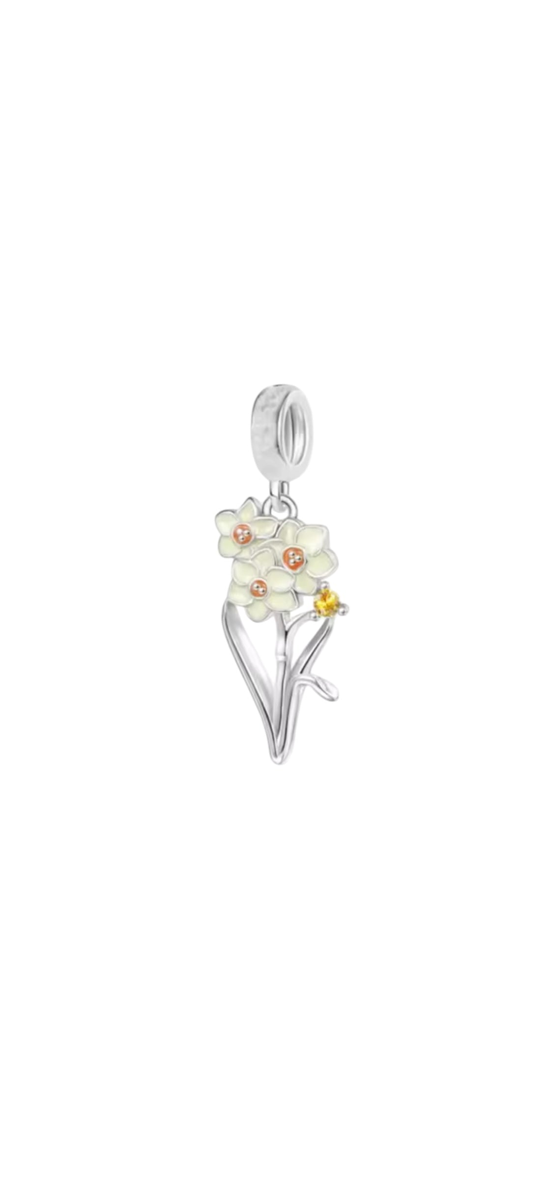 Cream flower 925 charm
