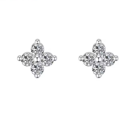 Pair of clear crystal earrings on a white background