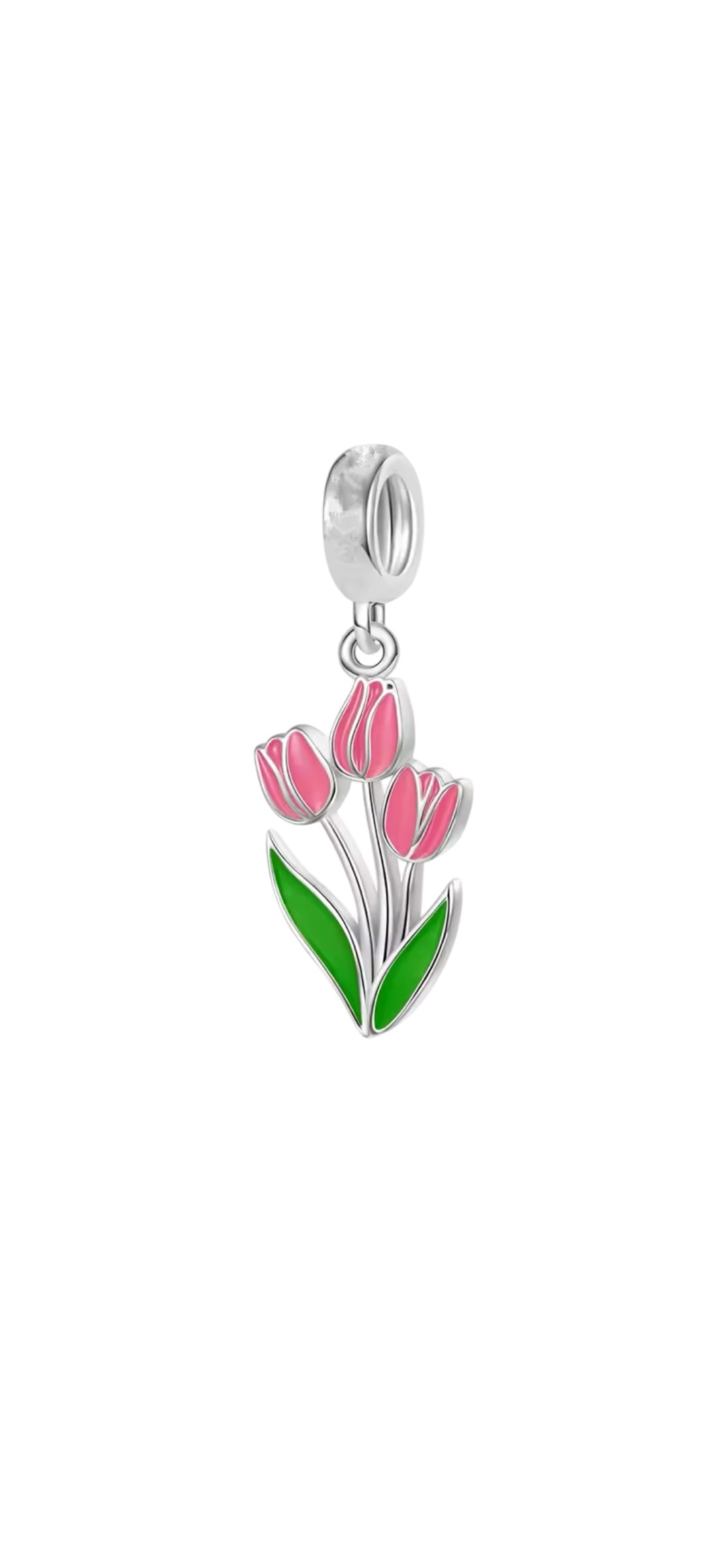 Pink flower S925 charm