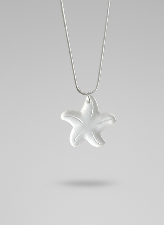 White Sea glass star fish necklace