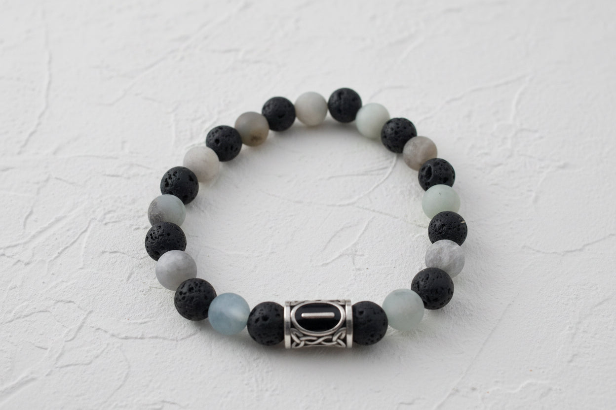 Lava rock & amazonite (matt) beaded bracelet