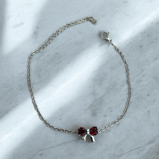 Garnet bow bracelet