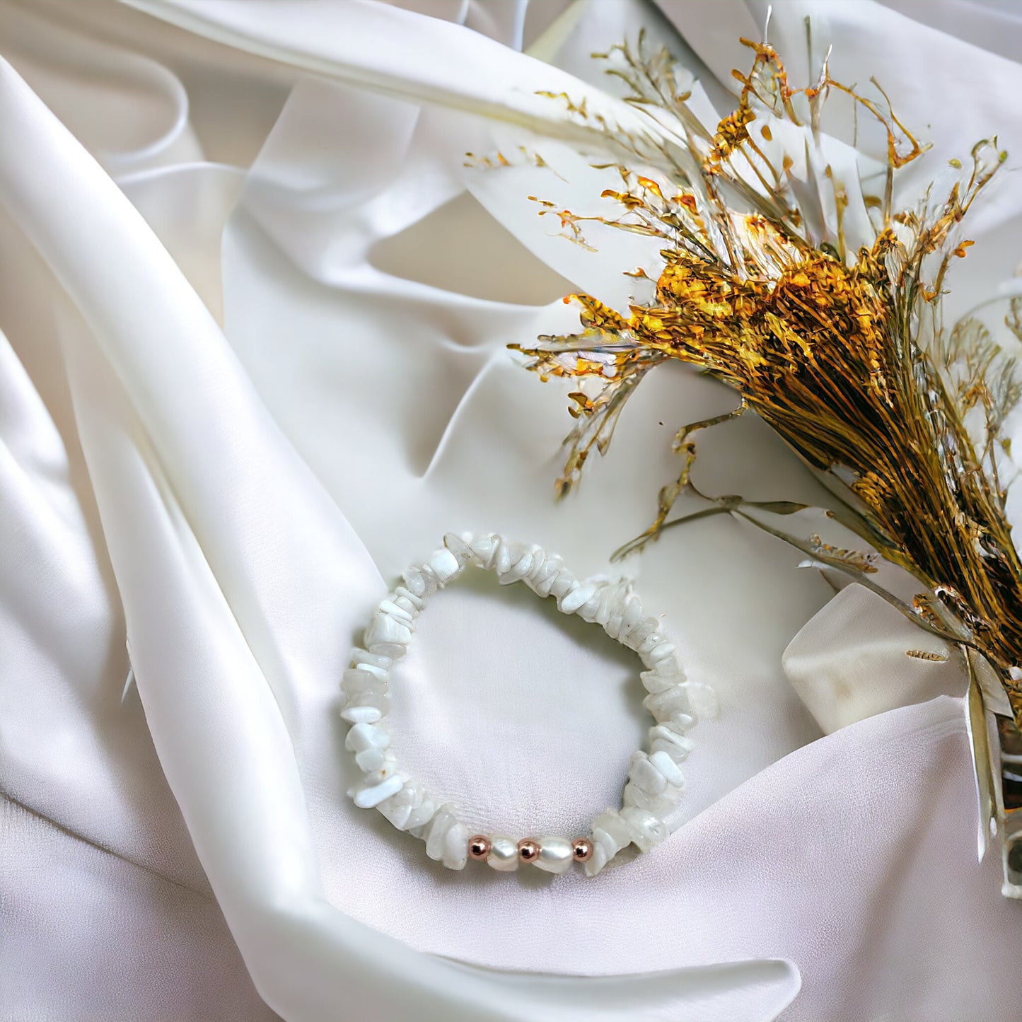 White moonstone chip bracelet