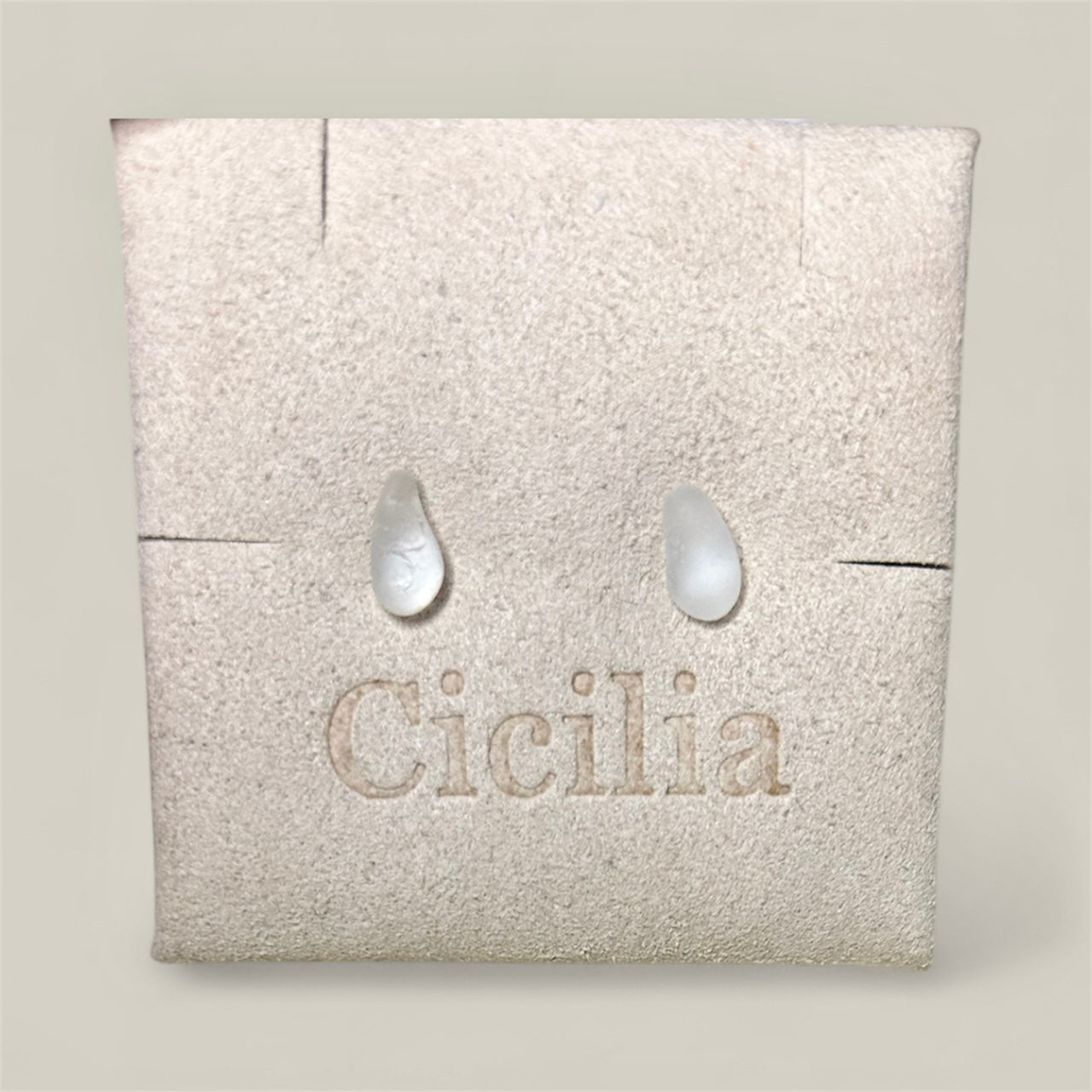White teardrop sea glass stud earrings