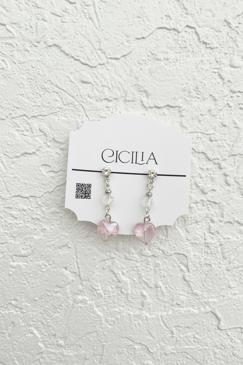 Celestial heart drop stud earrings