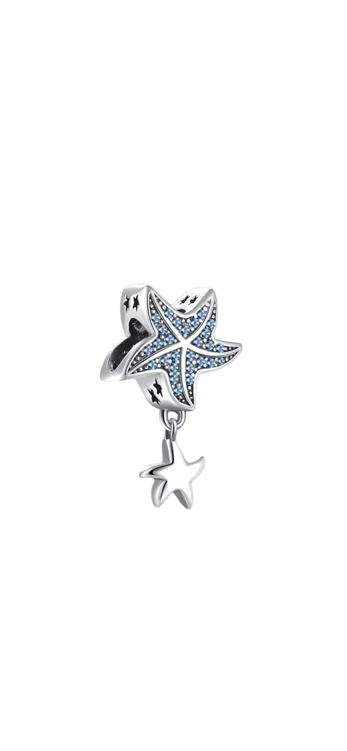 Blue gem double starfish 925 charm