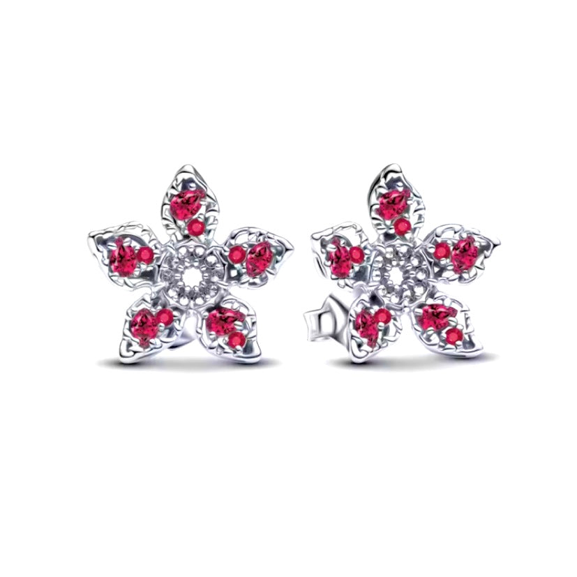 Hot pink flower studs