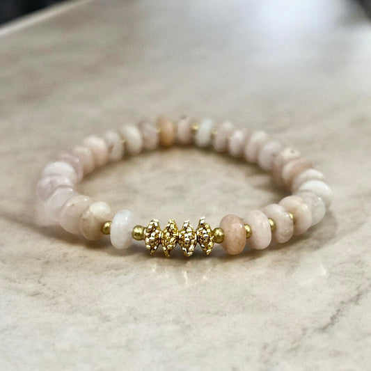 Flower agate beaded bracelet