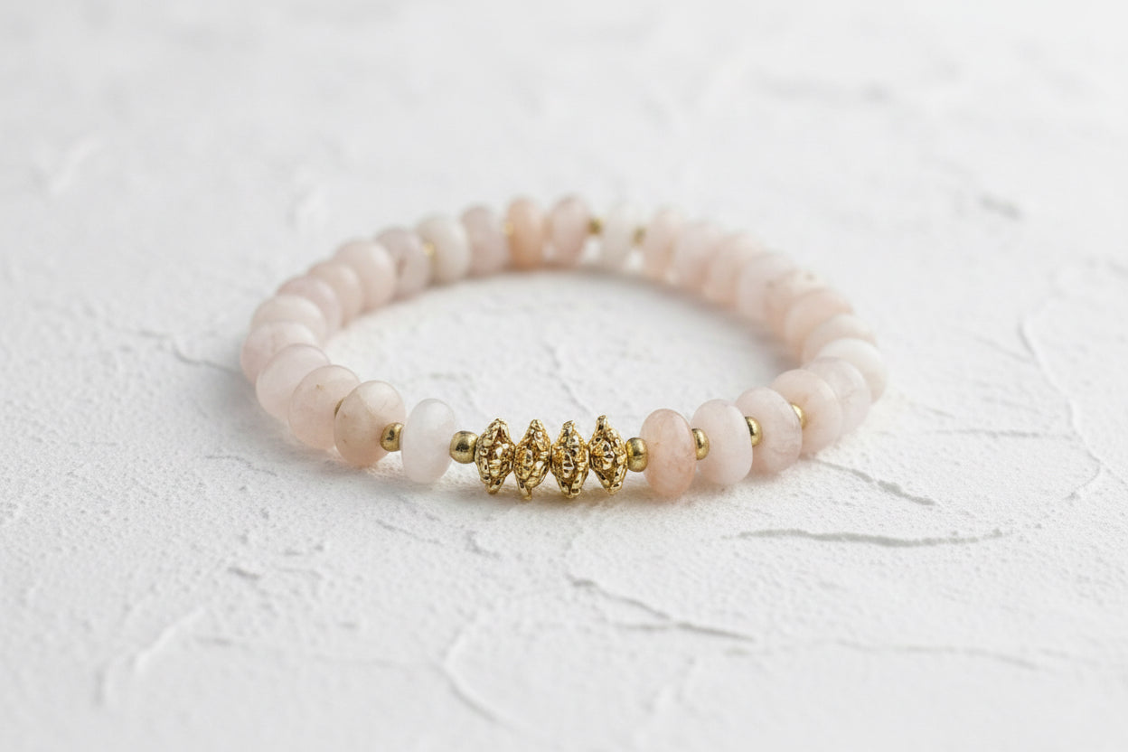 Flower agate beaded bracelet