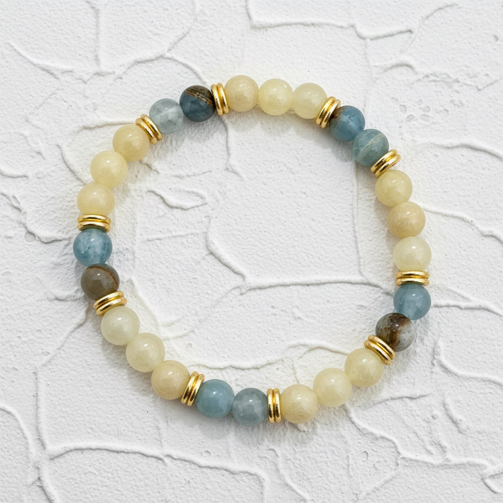 Honey calcite & Blue Onyx beaded bracelet