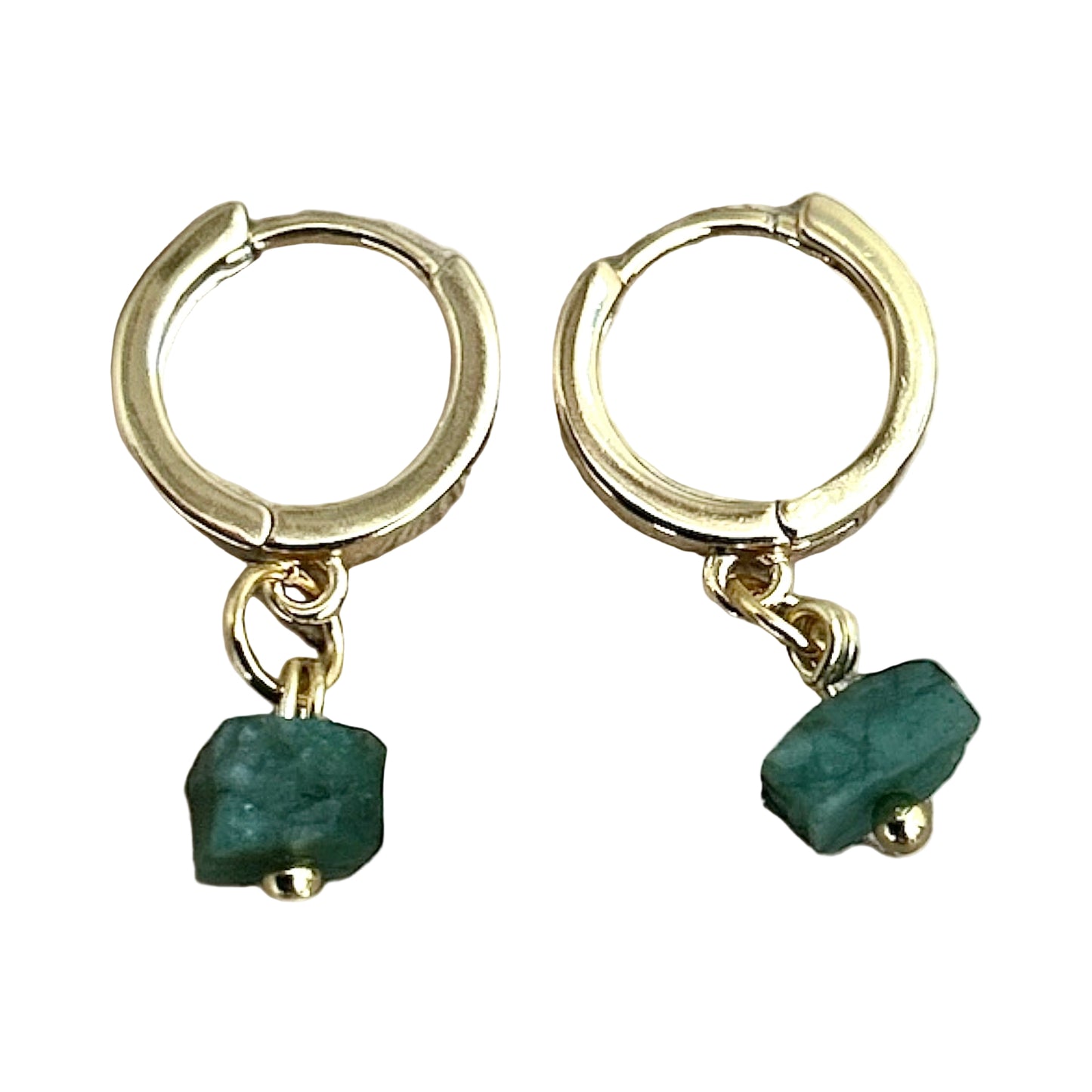 Raw emerald gold coloured huggies.