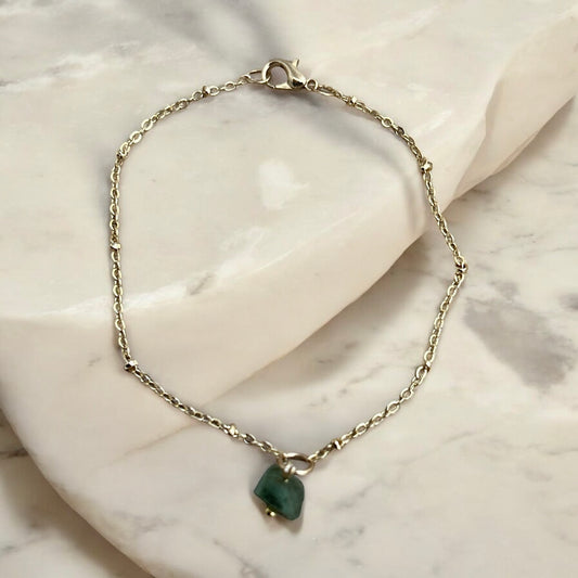 Raw emerald dangle bracelet