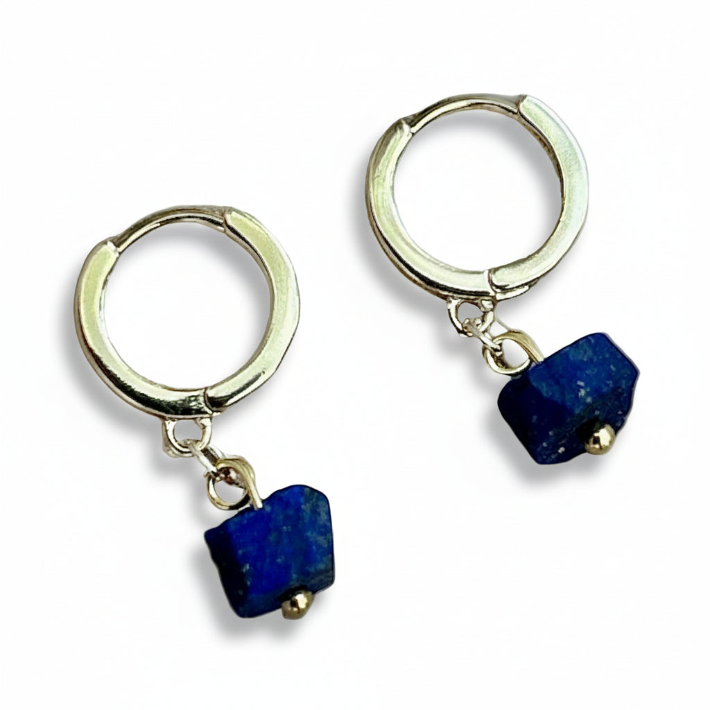 Lapis Lazuli raw crystal huggies