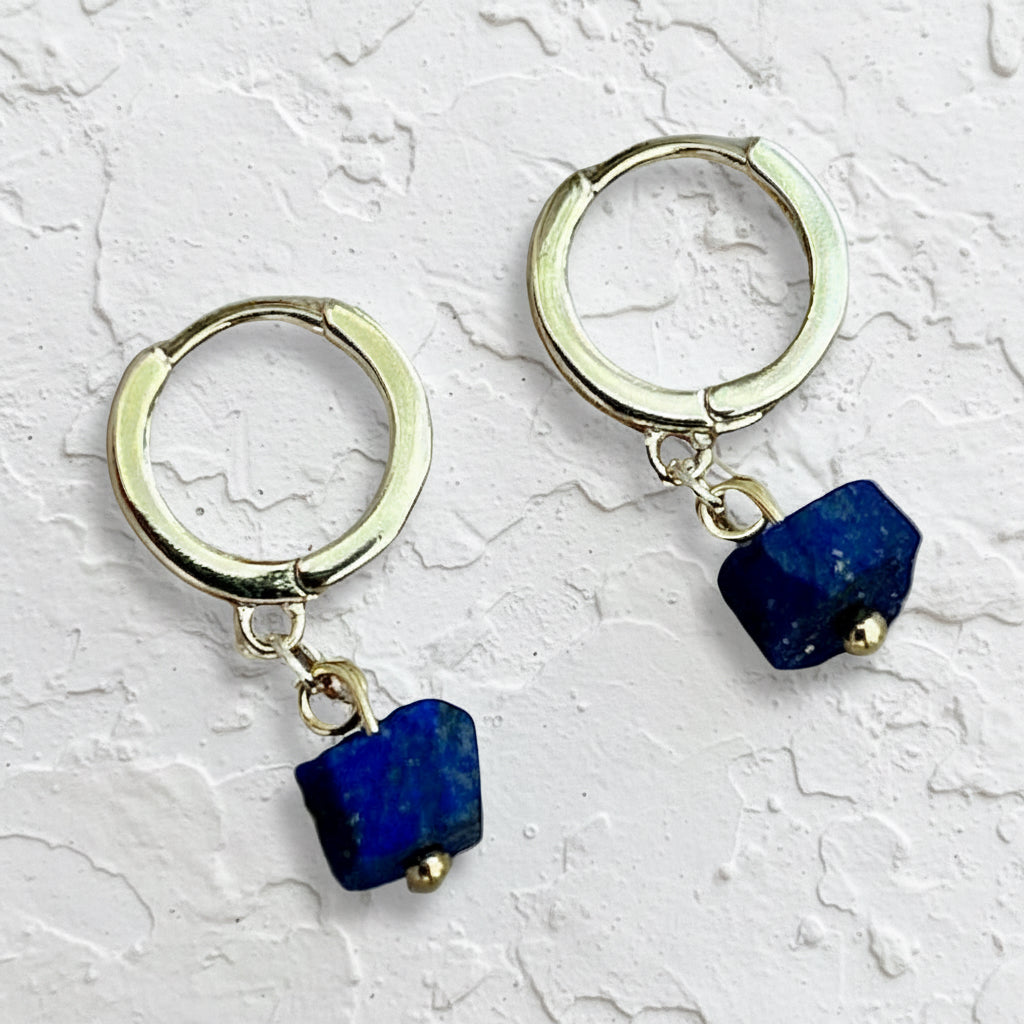 Lapis Lazuli raw crystal huggies