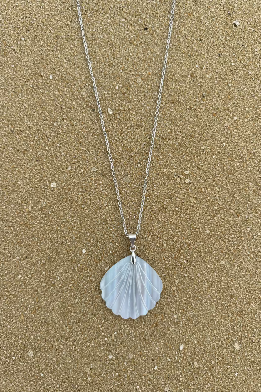 Sterling silver mother of pearl shell necklace