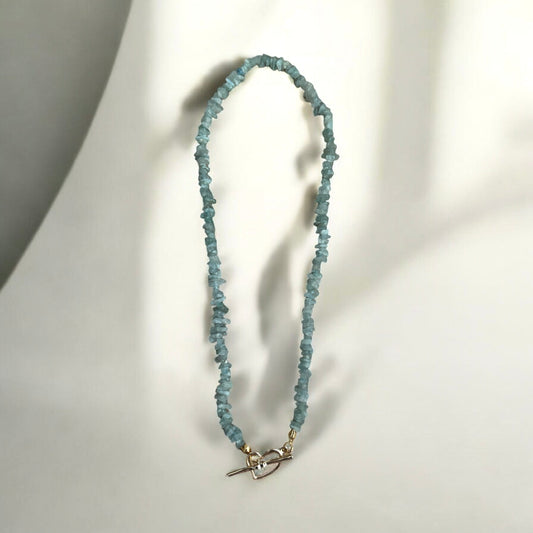Topaz blue crystal chip necklace