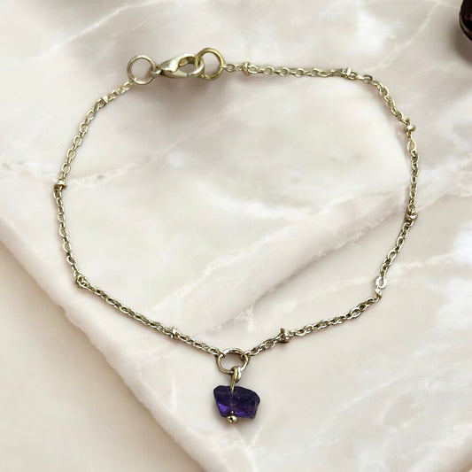 Raw amethyst dangle bracelet