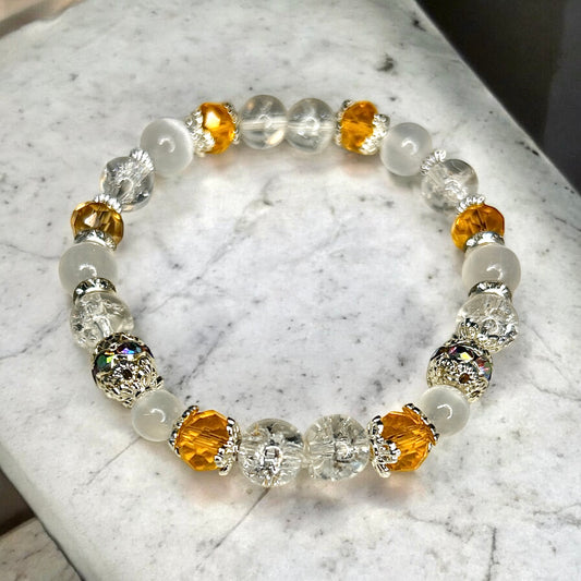 Amber glass beaded bracelet