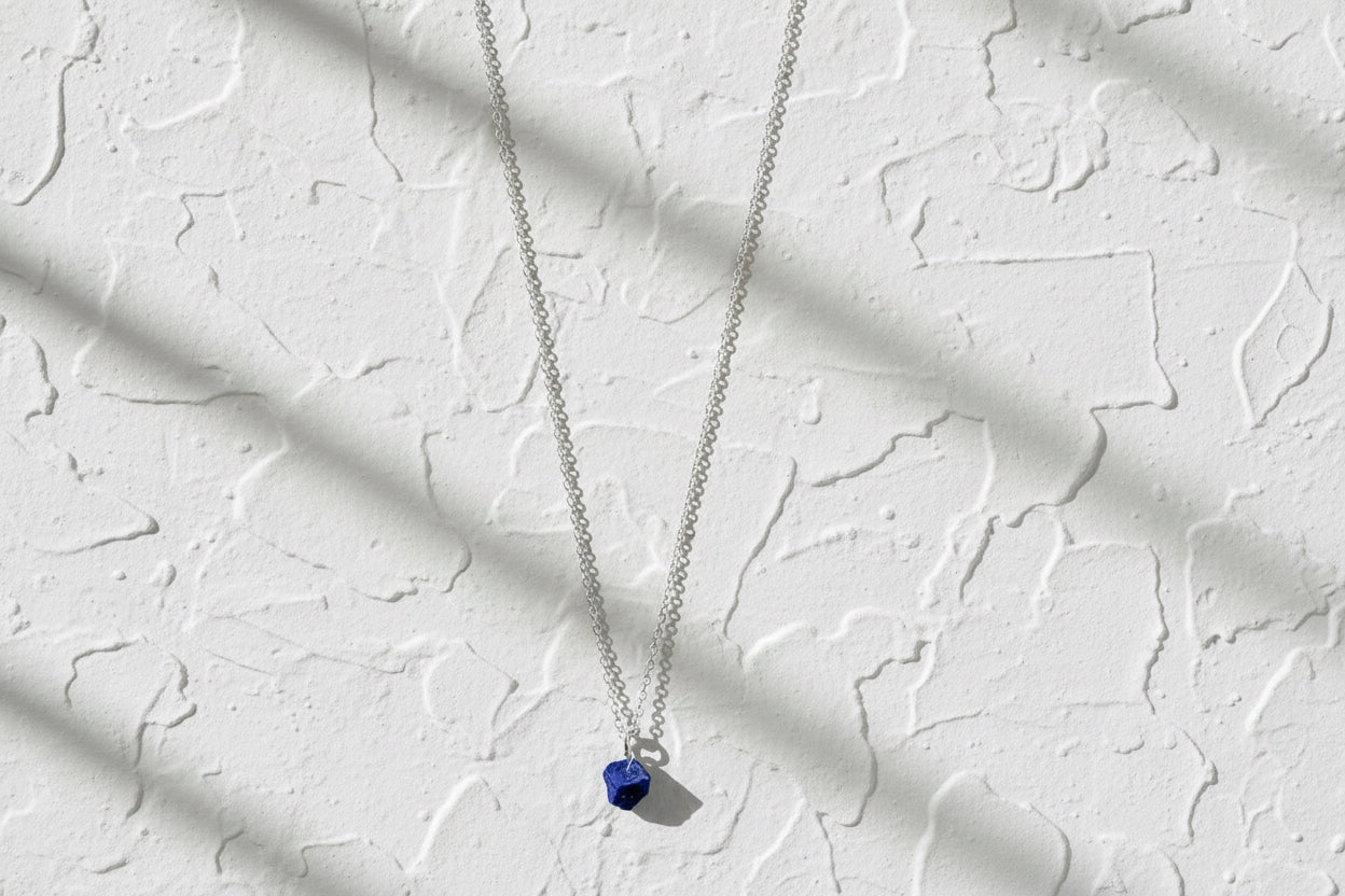 Lapis Lazuli raw crystal necklace silver