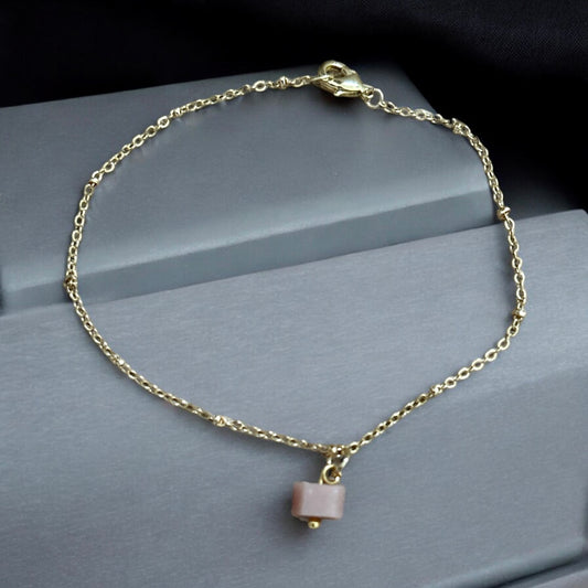 Pink Opal raw crystal bracelet