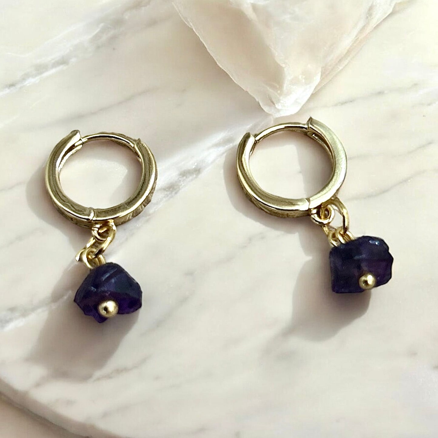 Raw amethyst Huggies