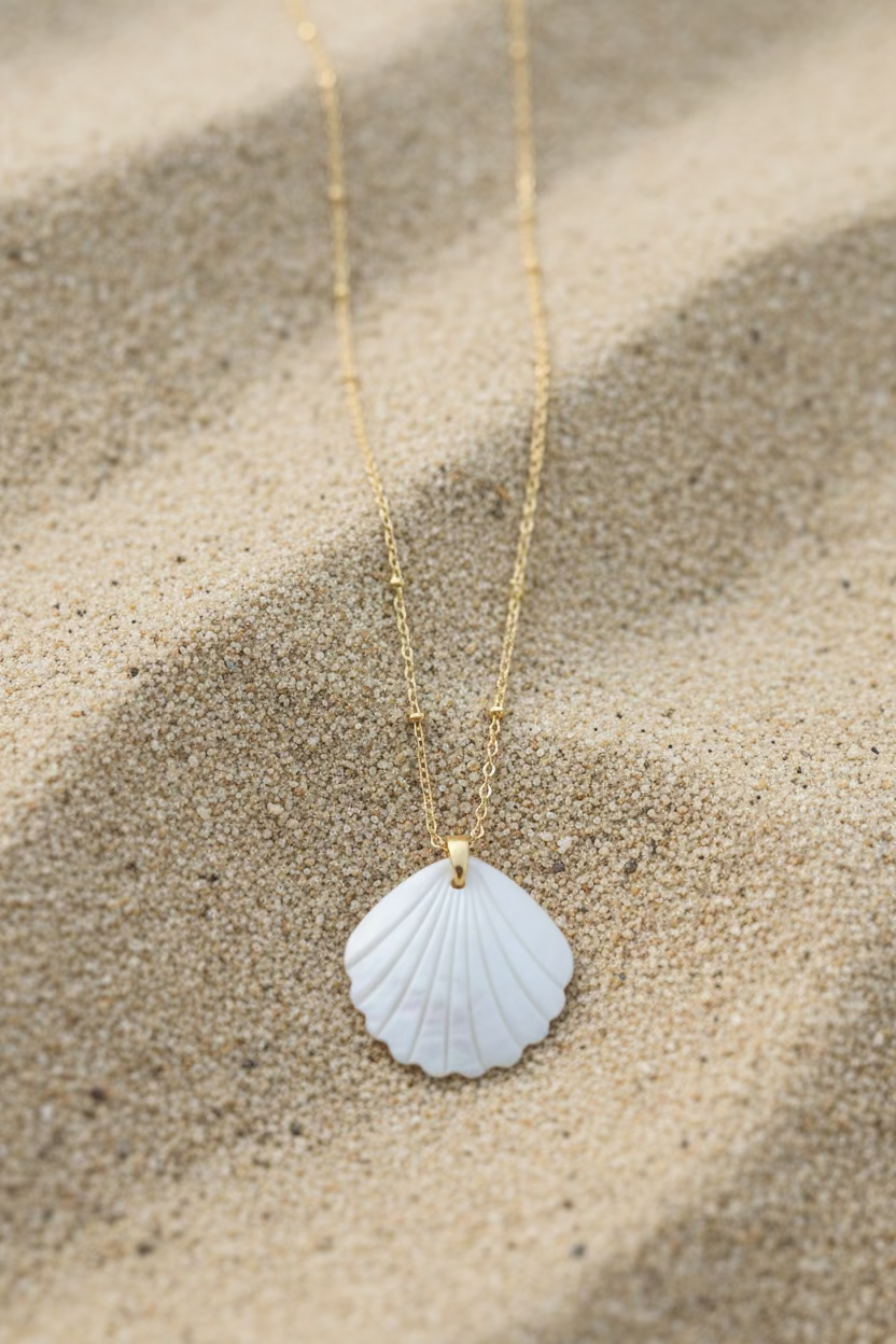 18k gold plated shell necklace