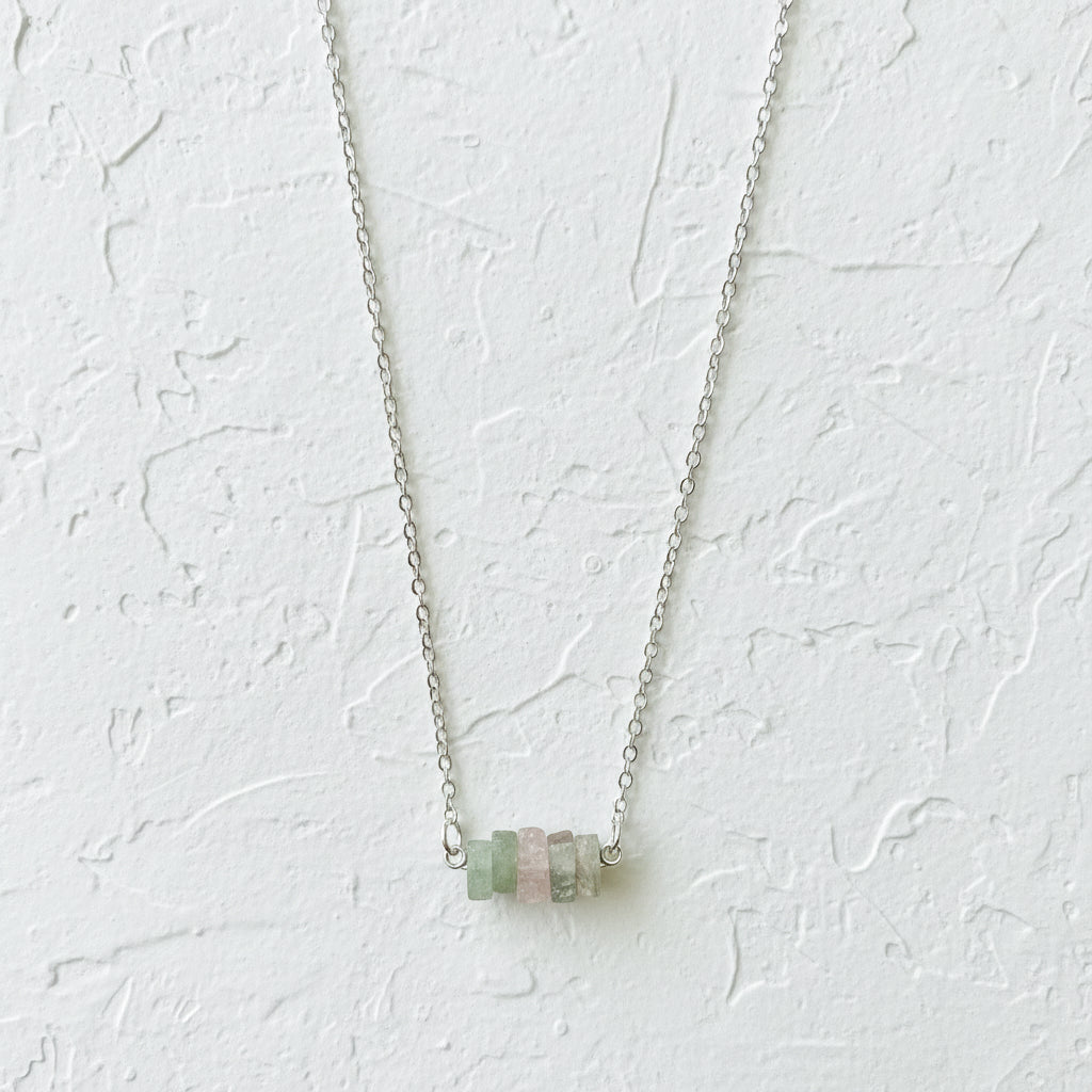 Morganite heishi necklace