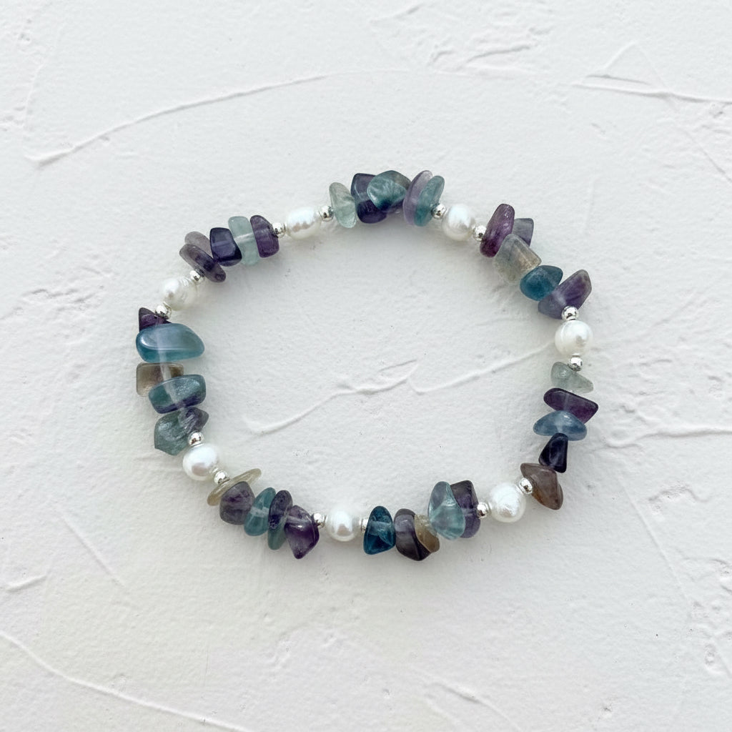 Fluorite & fresh water pearl bracelet