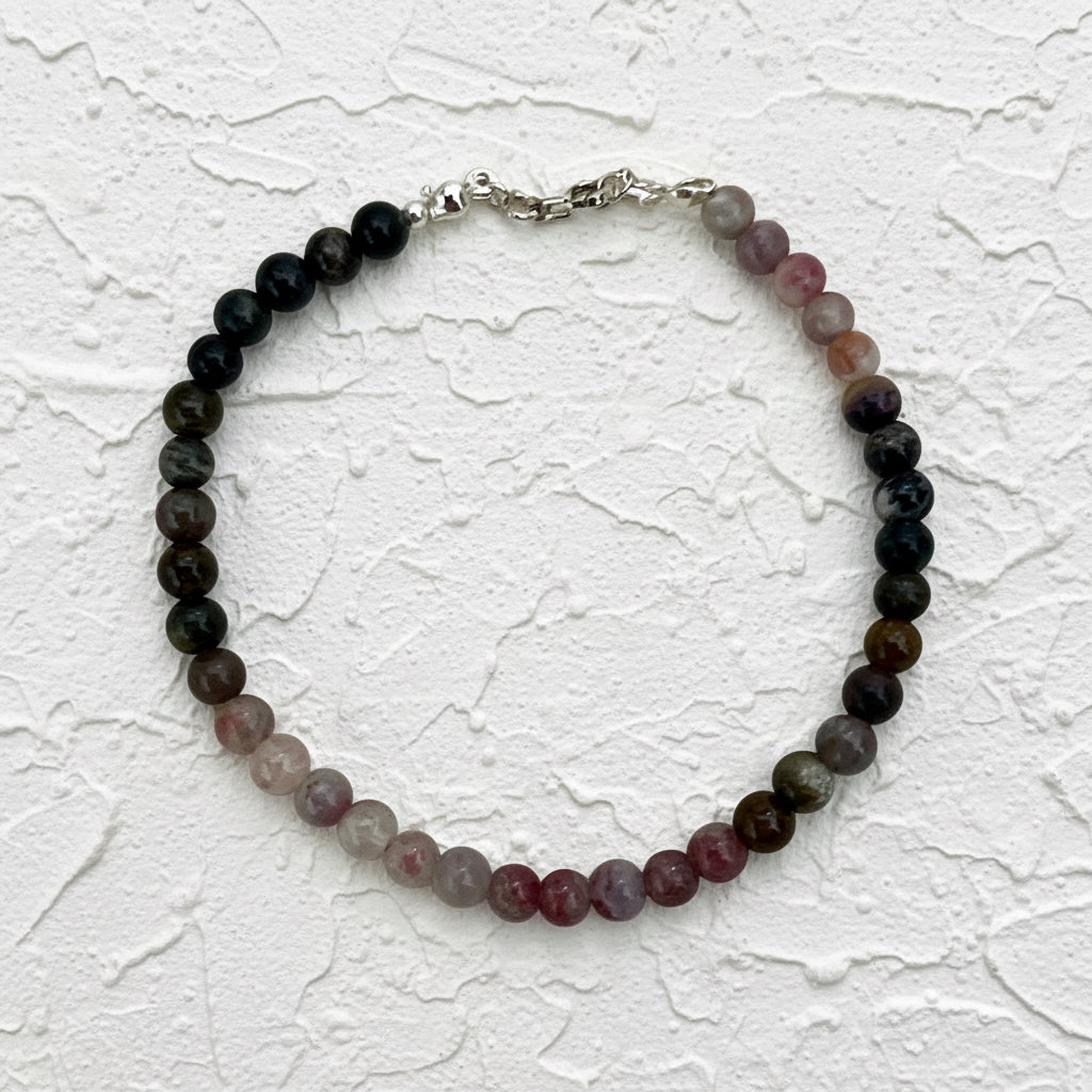 Watermelon Tourmaline beaded bracelet