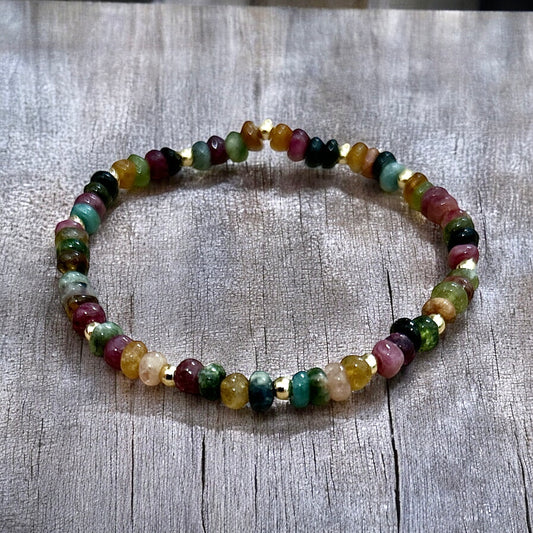 Watermelon Tourmaline beaded bracelet