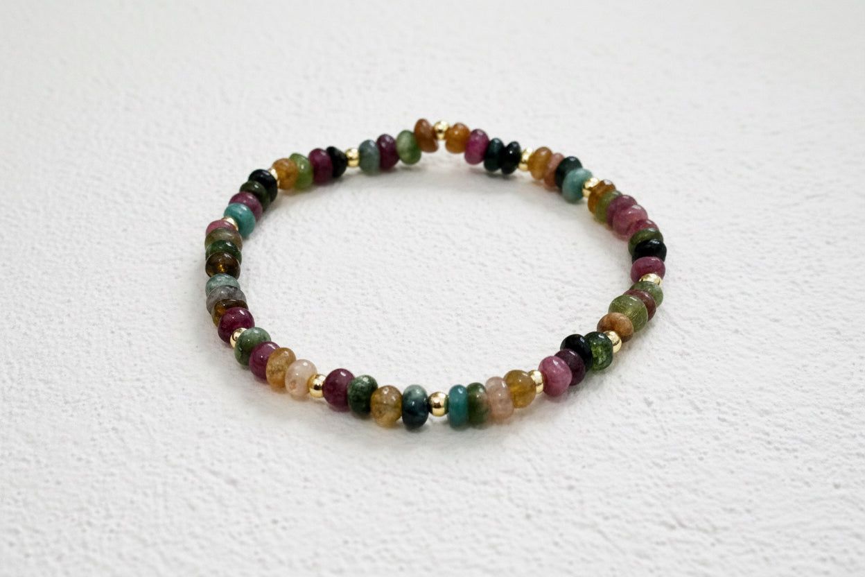 Watermelon Tourmaline beaded bracelet