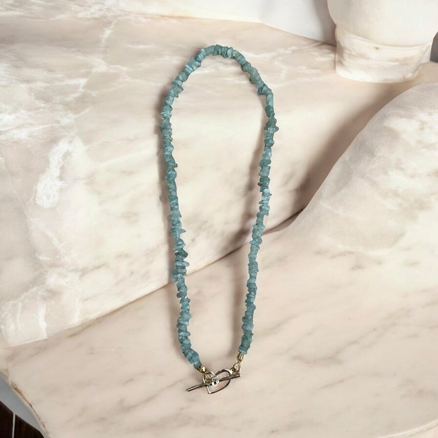 Topaz blue crystal chip necklace