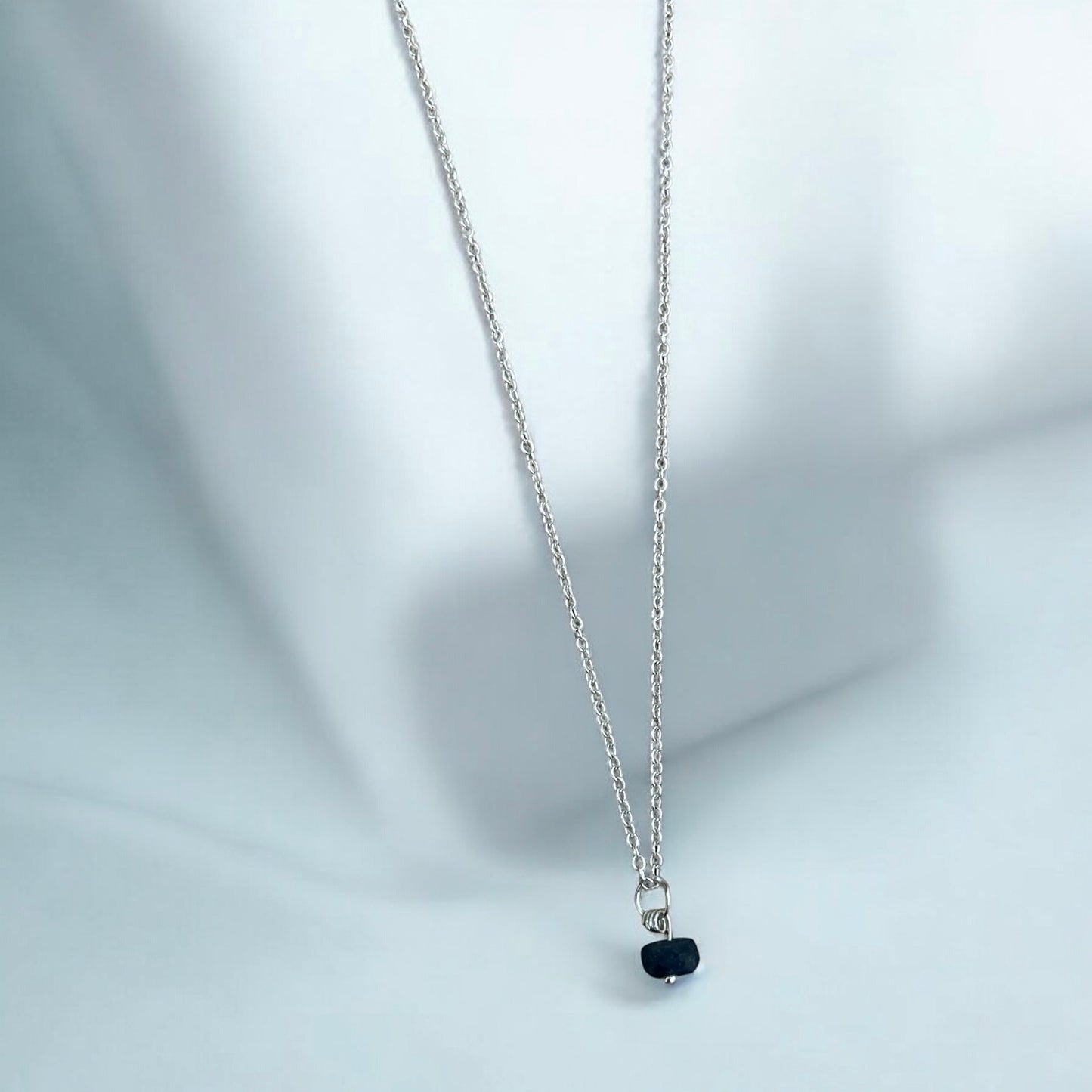 Sapphire raw crystal & Sterling silver necklace