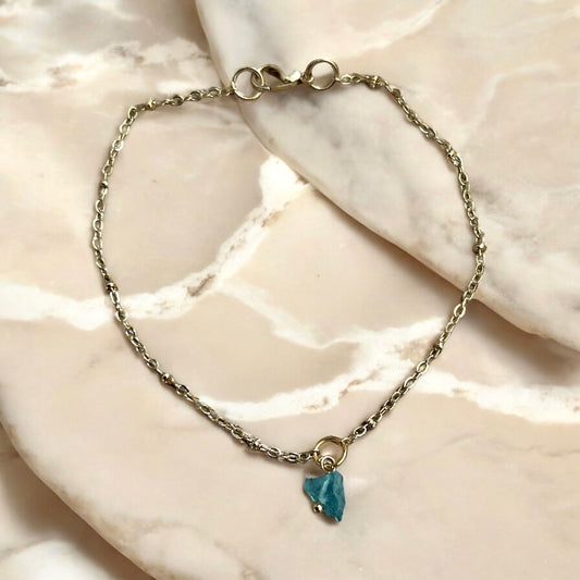 Raw apatite dangle bracelet