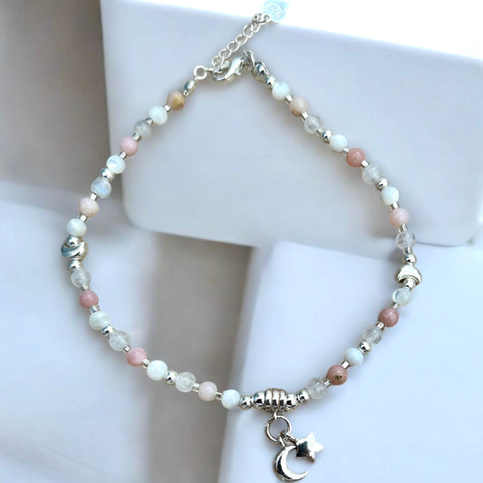 Star and moon anklet