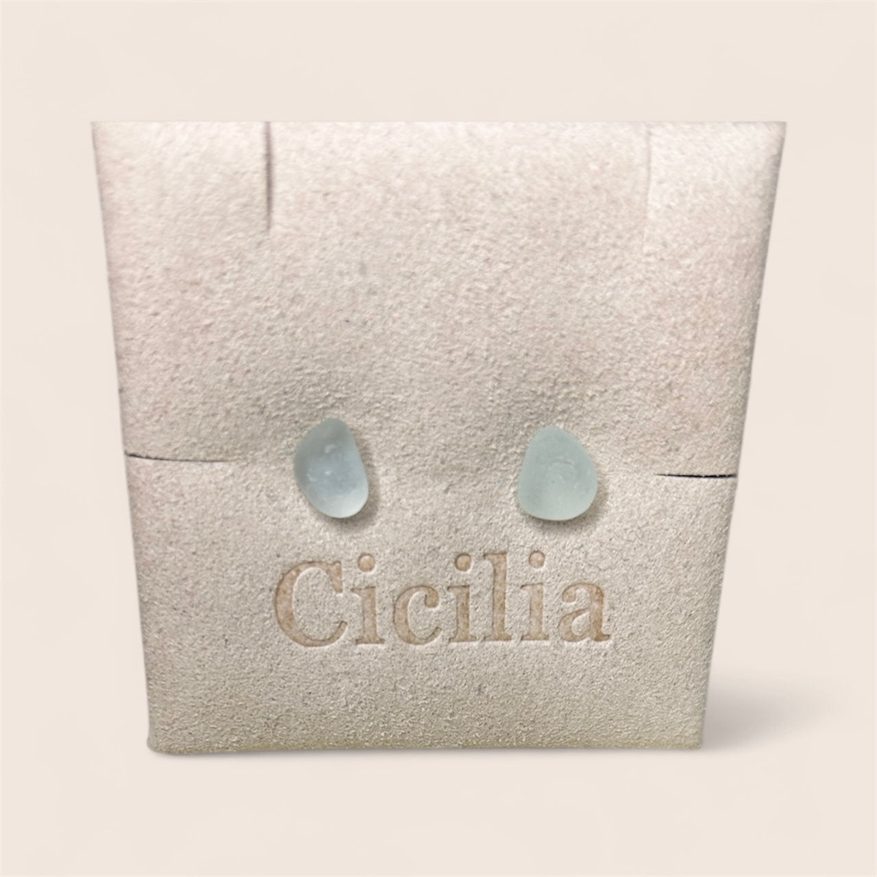 Aqua sea glass stud earrings