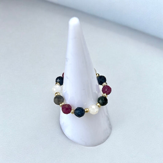 Multi gemstone beaded ring