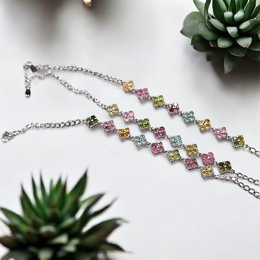 Watermelon Tourmaline clover bracelet